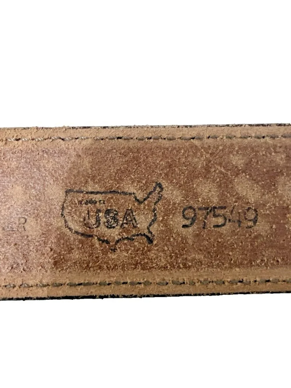 Leather Tooled Basket Weave Embossed Bass Fish Belt Size 38 USA